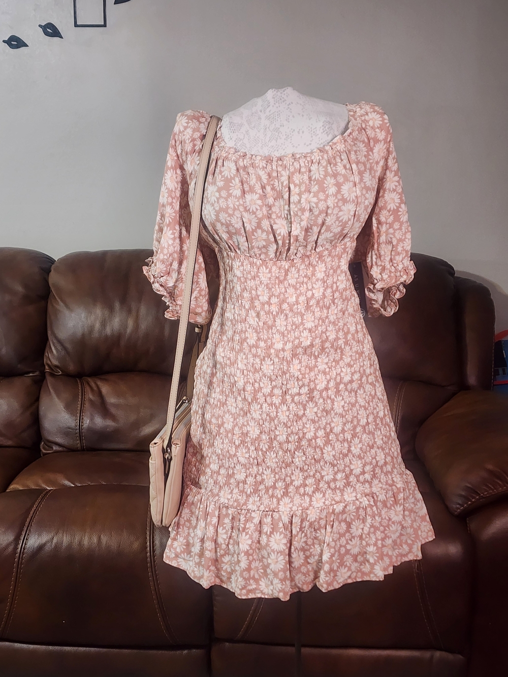 As U Wish Pink Floral Smocked Midi Dress